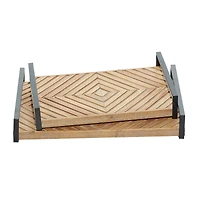 Brown Ribbed Wood Farmhouse Tray Set