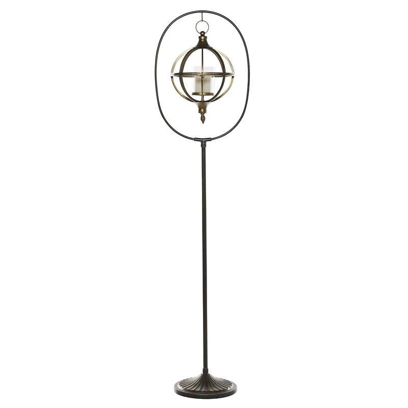 Bronze Iron Modern Candle Holder Lantern, 66" x 16" x 11"