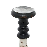 16" Black & White Wood Farmhouse Candlestick Holder Set