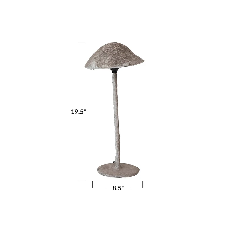 Hello Honey® 21" Gray Handmade Paper Mache & Metal Mushroom Table Lamp