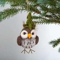 Hello Honey® 5.5" Handmade Wool Felt Owl Ornament with Tree Hat