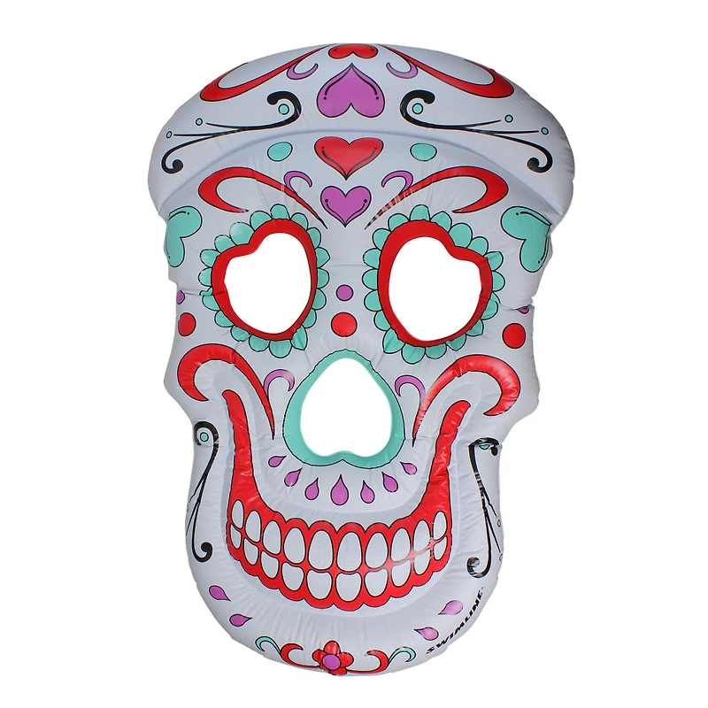 Swimline 5ft. Inflatable White & Pink Sugar Skull Swimming Pool Float