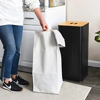 Household Essentials Square Metal Hamper with Wooden Lid