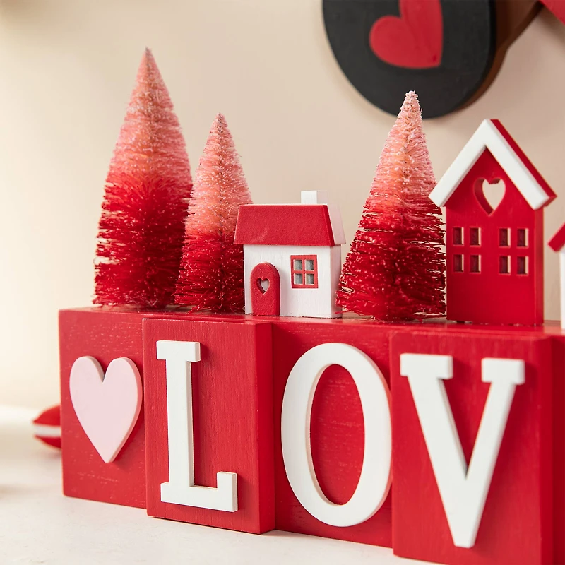 Glitzhome® 14" Valentine's Wooden Love House & Tree Table Décor