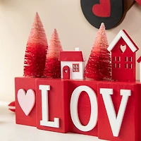 Glitzhome® 14" Valentine's Wooden Love House & Tree Table Décor