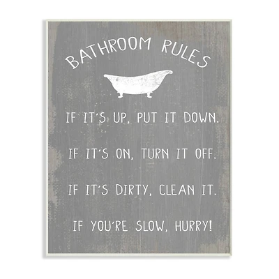 Stupell Industries Countryside Bathroom Rules Sign with Claw Bath Wood Wall Plaque