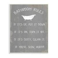Stupell Industries Countryside Bathroom Rules Sign with Claw Bath Wood Wall Plaque