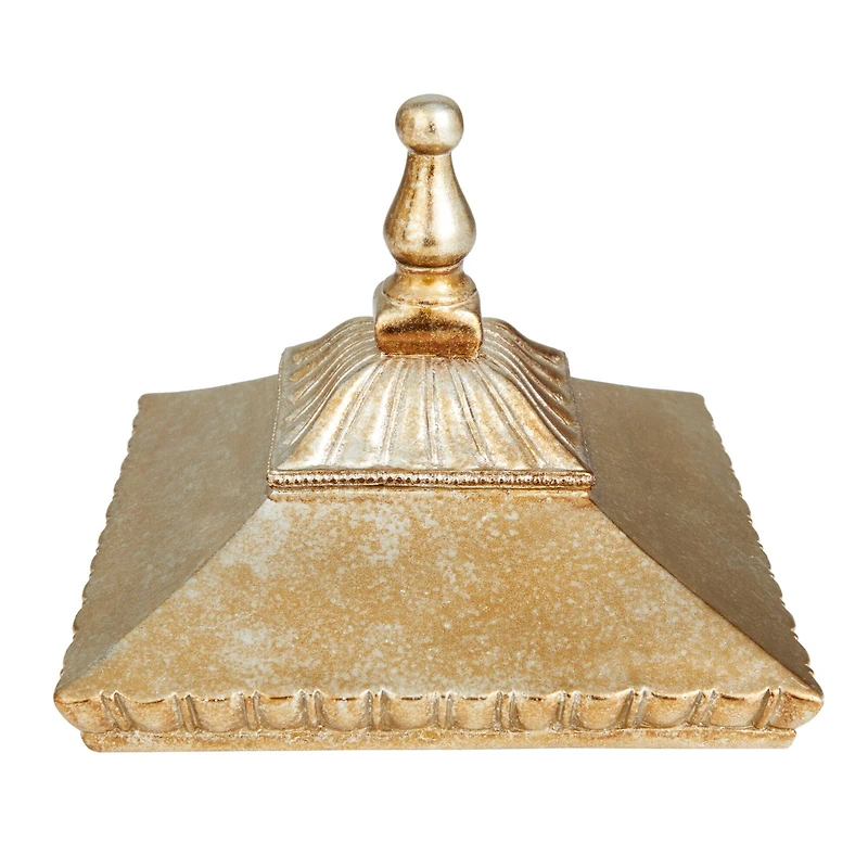 12" Gold Square Traditional Decorative Jar