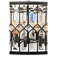 Black Iron Glam Drum Chandelier, 13" x 24" x 24"