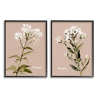 Stupell Industries White Boneset Flowers Soft Green White Brown in Frame Wall Art