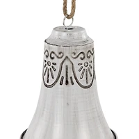 Embossed Bells Christmas Ornaments - 6" - Gray and White - Set of 2