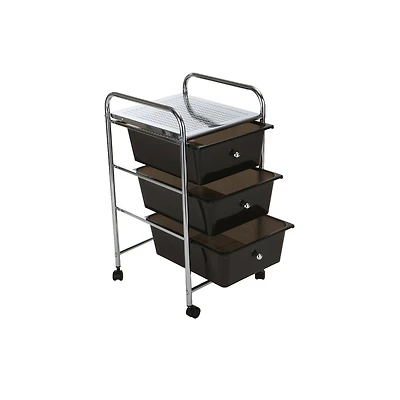 Mind Reader 24.4" Black 3-Drawer Storage Trolley Rolling Cart