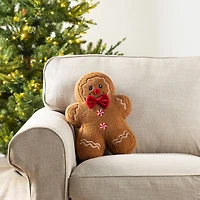 Glitzhome® 15"H Christmas Gingerbread Man Shaped Pillow