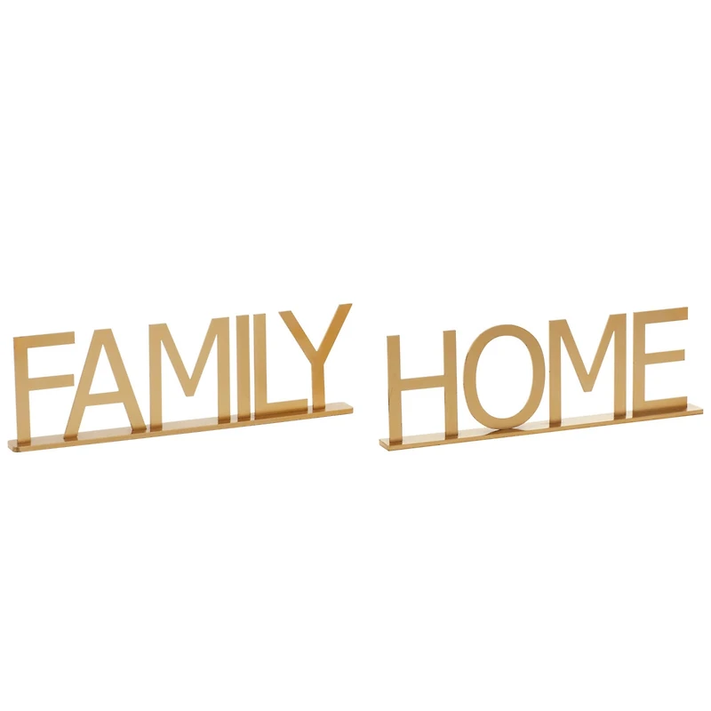10" Gold Metal Family & Home Tabletop Sign Set