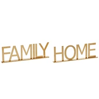 10" Gold Metal Family & Home Tabletop Sign Set