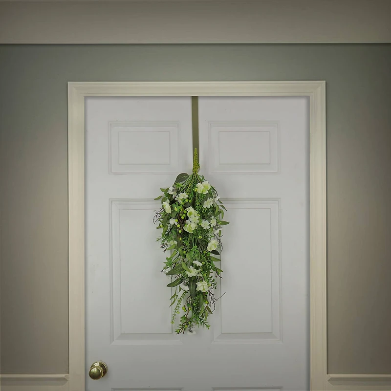 28" Blossoms & Berries Teardrop Swag