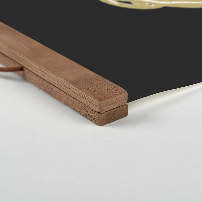 Gold & Silver Monstera Teak Hanging Canvas