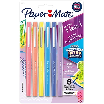 Paper Mate® Flair® Retro Accents™ 6 Color Felt Tip Pen Set