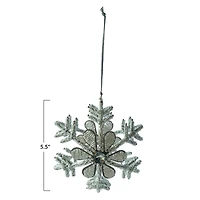 Hello Honey® 5.5" Silver & White Beaded Snowflake Metal & Glass Ornament