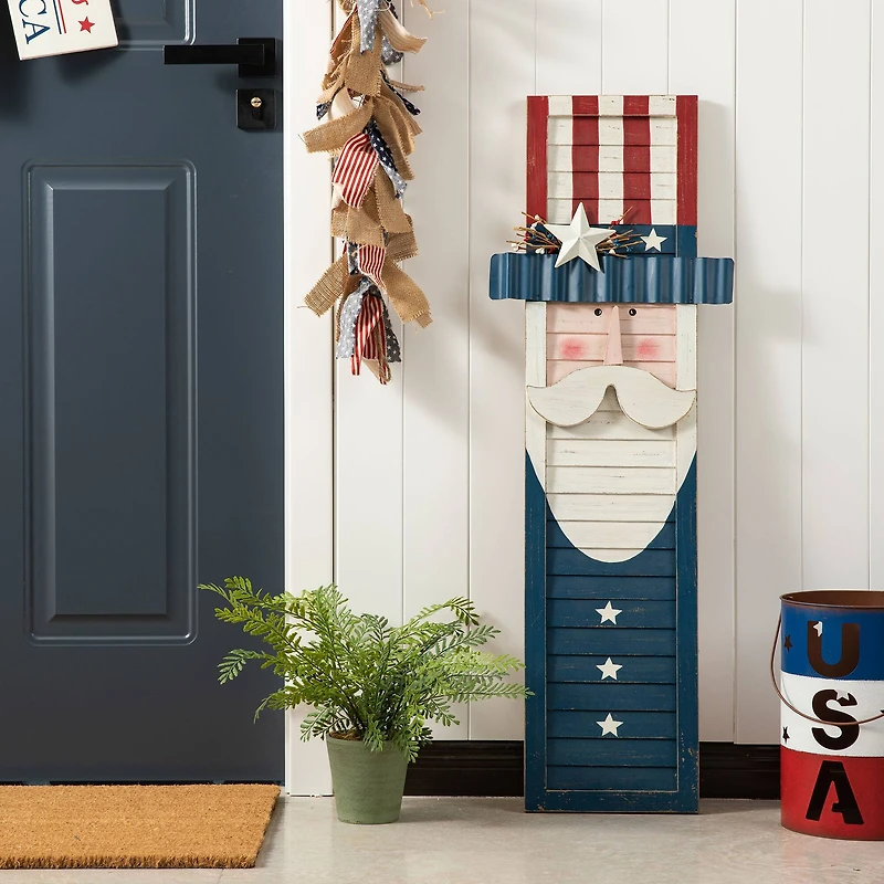 Glitzhome® 36" Patriotic Uncle Sam Porch Sign