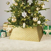 Glitzhome® 25.75" Gold Trapezoid Metal Weave Tree Collar