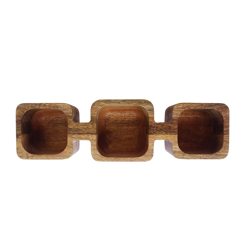 Hello Honey® Natural 3-Section Mango Wood Dish