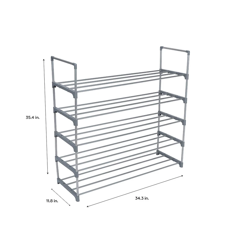 Simplify Gray 5-Tier Stackable Shoe Rack