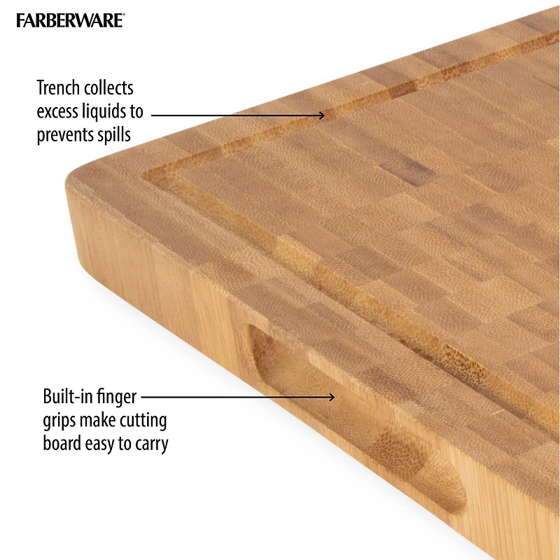 Farberware 12" End Grain Acacia Bamboo Cutting Board