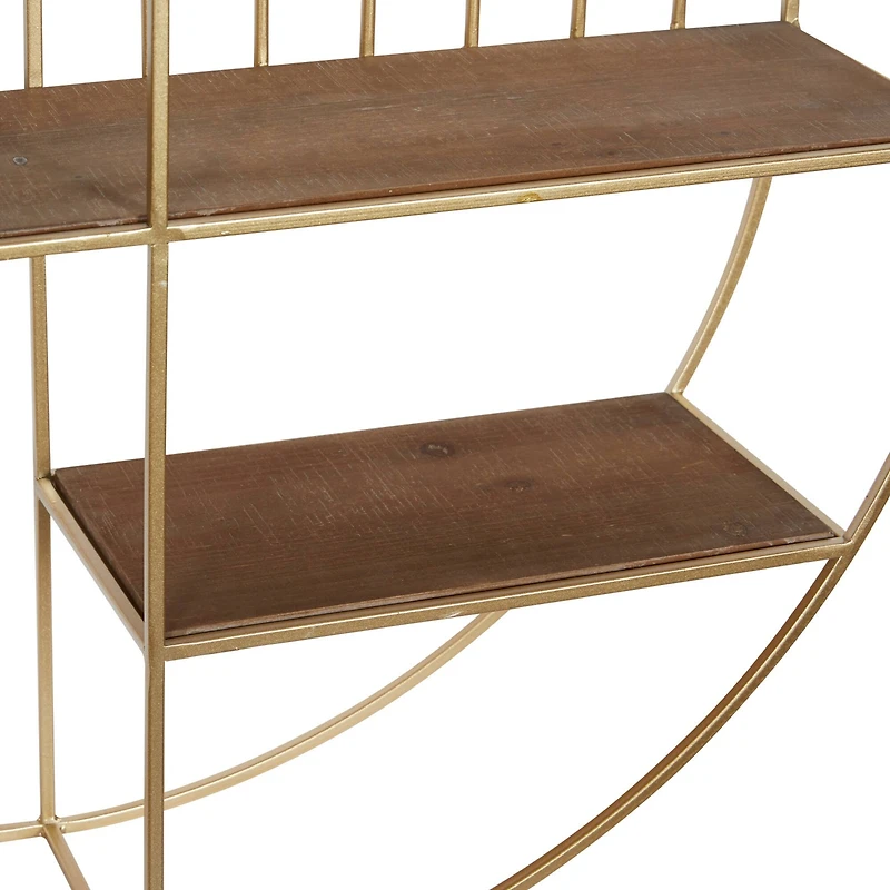 Gold Metal Modern Wall Shelf, 28" x 28" x 7"