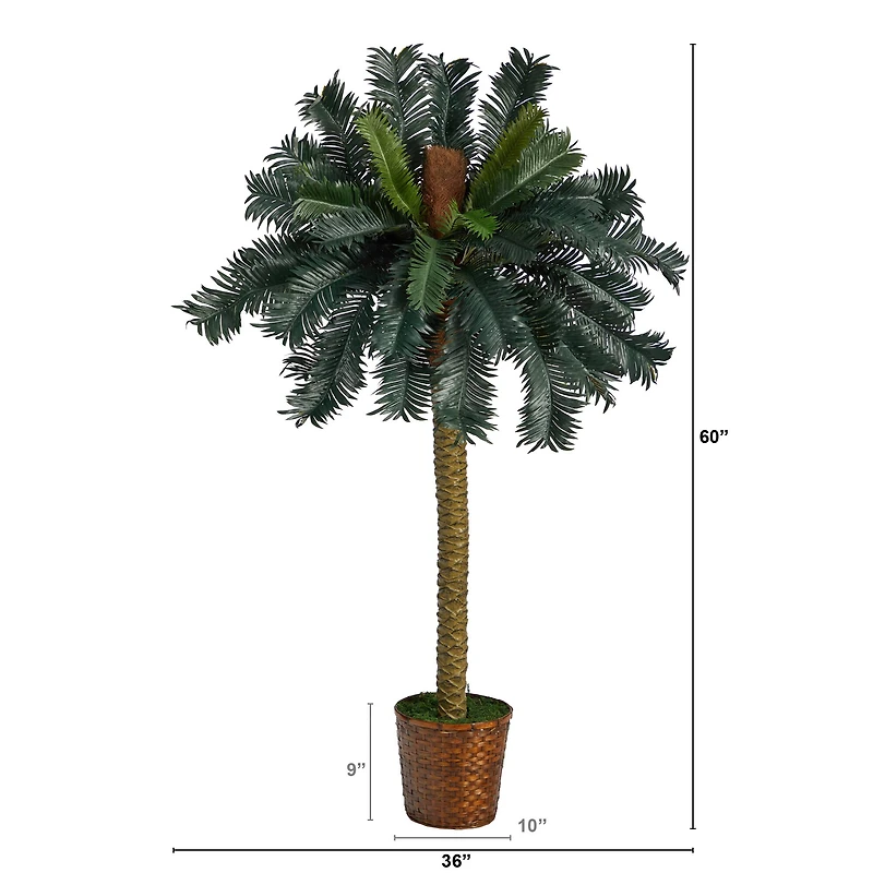 5ft. Sago Palm Artificial Tree in Basket