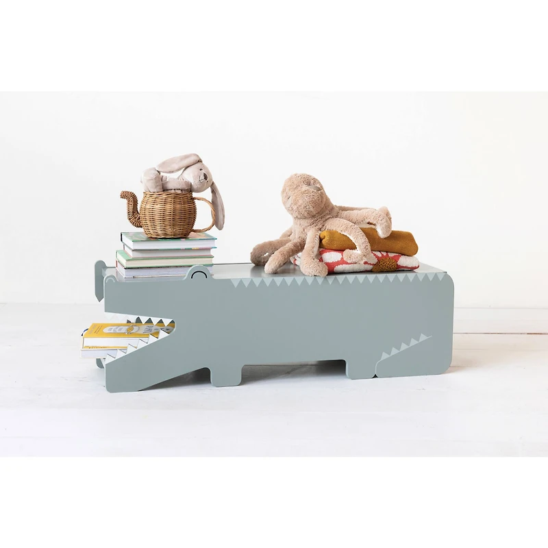 Hello Honey® Blue Reclaimed Wood Alligator Bench with Storage