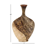 Brown Ceramic Traditional Vase, 18" x 11" x 3"