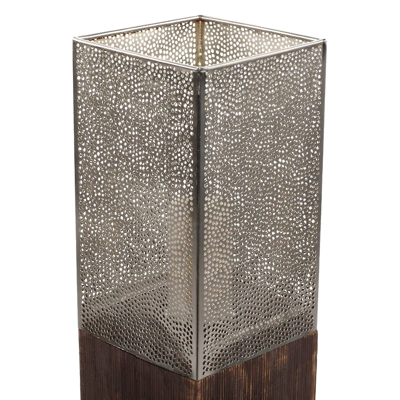 35" Brown Mango Wood Contemporary Candle Holder