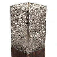 35" Brown Mango Wood Contemporary Candle Holder