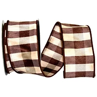 Reliant 2.5" x 10yd. Brown Check Silk Wired Ribbon