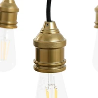 Hello Honey® Robert Stevenson Lighting Harper 19" Black and Brass 5-Light Exposed Bulb 2-Tone Metal Chandelier