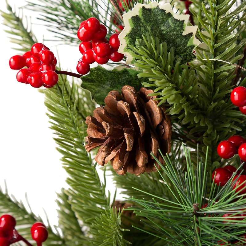 22" Pre-Lit Artificial Christmas Tree in Santa Belt Pot, Warm White LED Lights