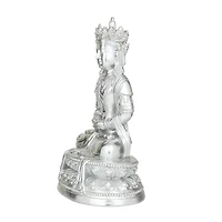 Silver Resin Bohemian Buddha  Sculpture, Set of  21" x 14" x 10"