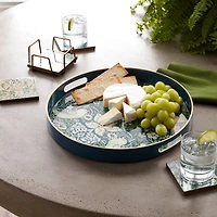 13.5" Blue and Green Round William Morris Tray