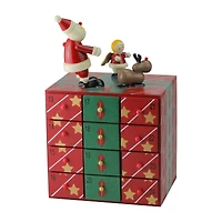10.5" Red & Green Elegant Advent Storage Calendar Box