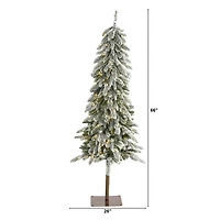 5.5ft. Pre-Lit Flocked Washington Alpine Artificial Christmas Tree, Warm White LED Lights