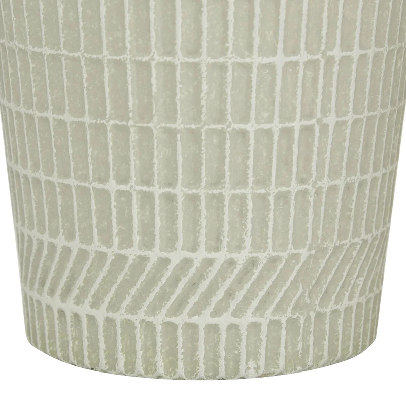 White Metal Contemporary Style Vase, 13" x 8" x 8"