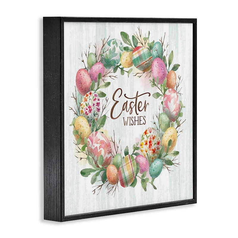 Stupell Industries Easter Wishes Wreath Framed Giclee Art