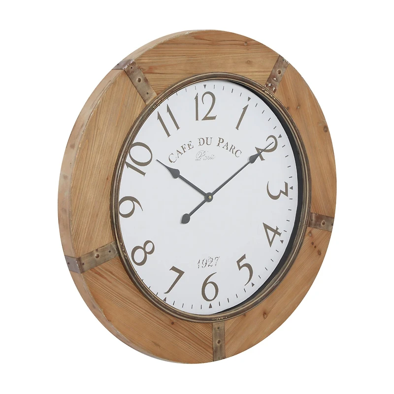 Brown Rustic Wood Wall Clock, 32" x 32"