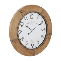 Brown Rustic Wood Wall Clock, 32" x 32"