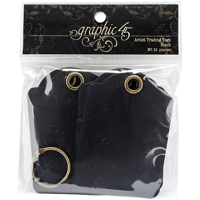 Graphic 45 Staples Artist Trading Black Tag Album, 3.5" x 2.5"