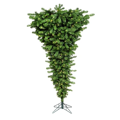 7.5ft. Pre-Lit Green Upside Down Artificial Christmas Tree, Warm White Dura-Lit® LED Lights