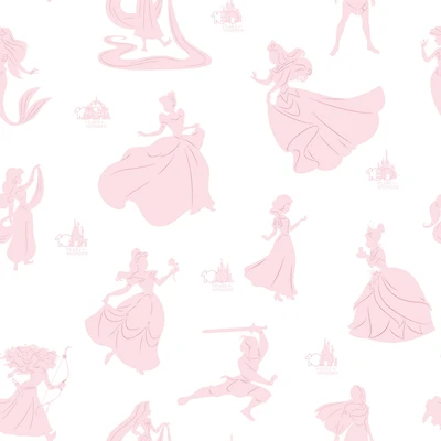 RoomMates Disney 100th Anniversary Princesses Pink Peel & Stick Wallpaper