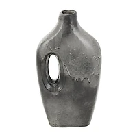 Gray Paper Mache Marble Inspired Decorative Vase with Cutout Handle