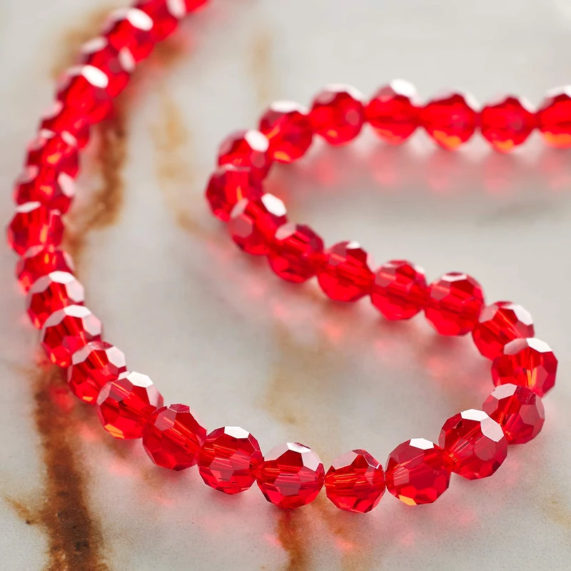 Ruby Faceted Glass Round Beads, 6mm by Bead Landing™